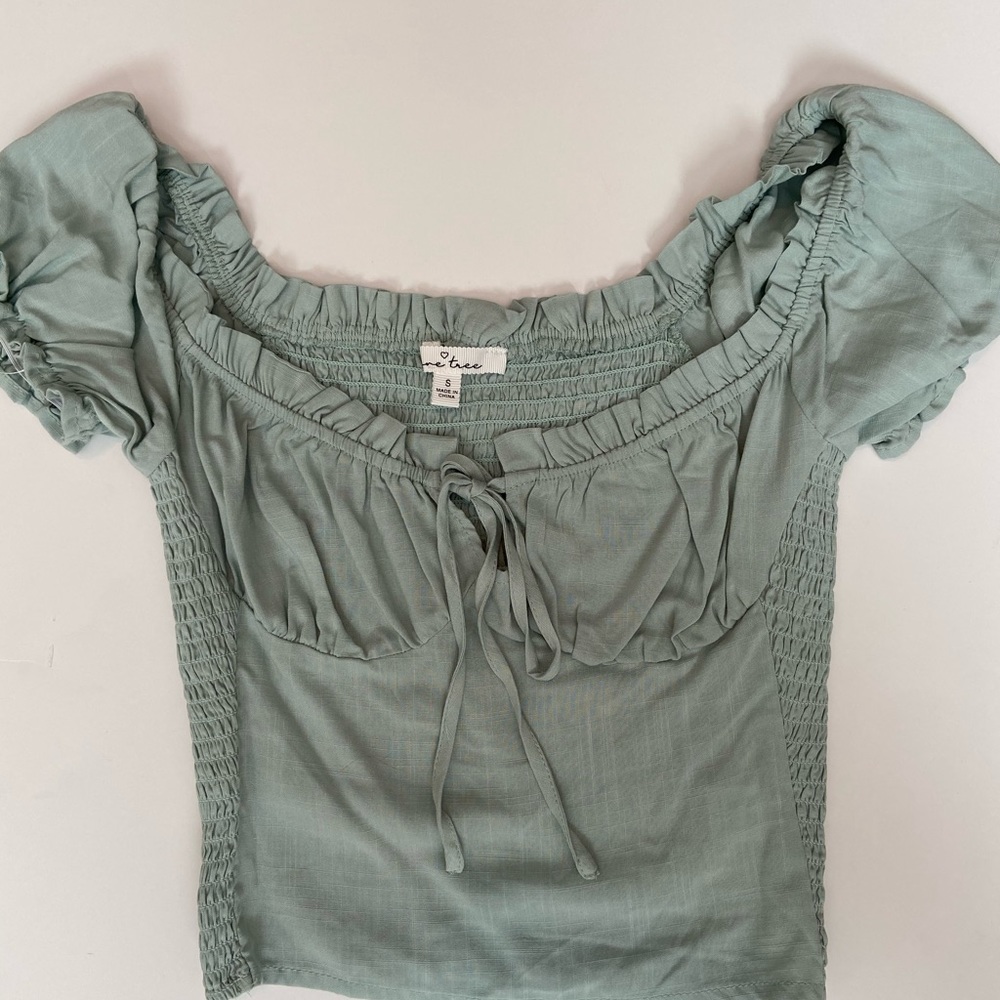 Crop Fitted Sage Green Top